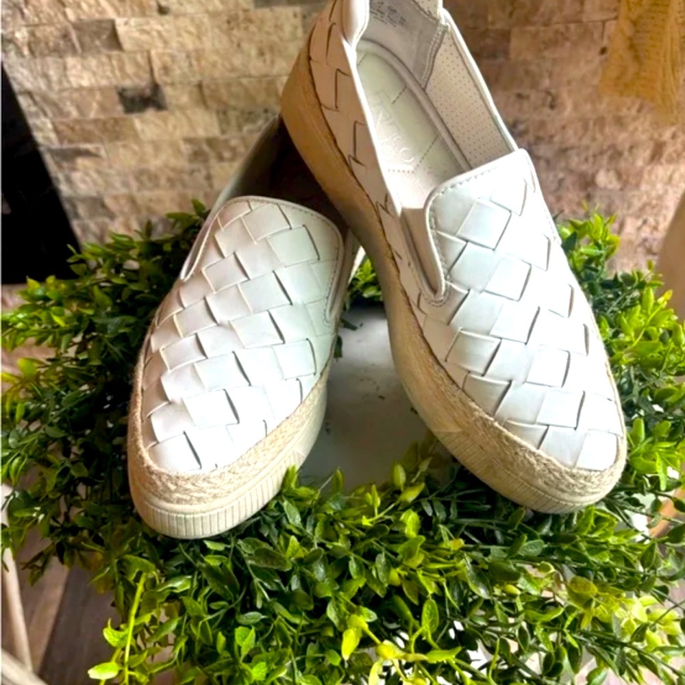 Franco Sarto White Woven Slip-On Flats